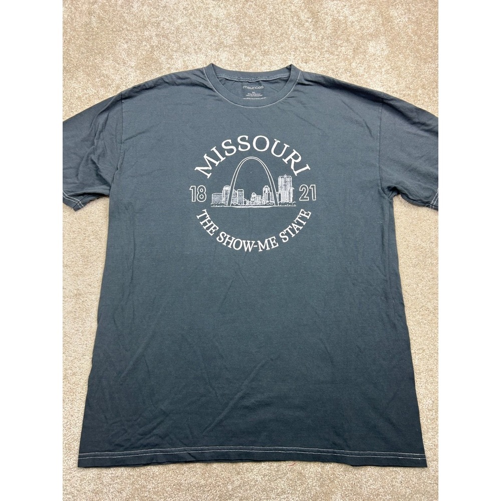 Maurices T-Shirt Men's XL Gray Missouri Show-Me State Cotton Crew Neck Tee